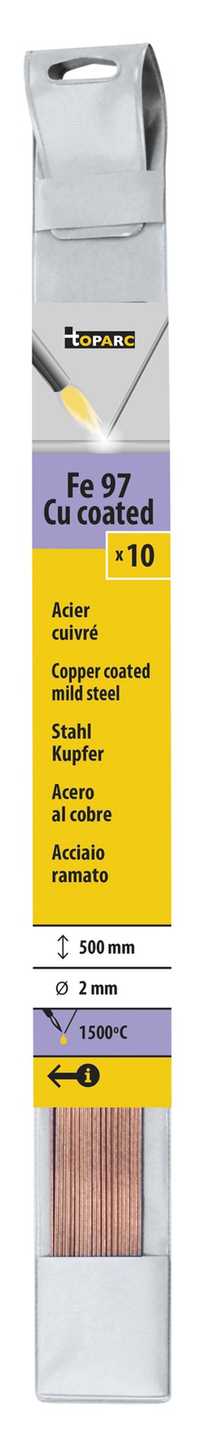 10 Stahl-Kupfer-Lötstäbe - Ø 2,0 mm - L. 500 mm