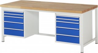 Werkbank höhenverstellbar 8184A1 | B2000xT900xH840-1040mm | 10xSchublade-VA