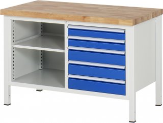Werkbank höhenverstellbar 8464A2 | B1250xT700xH840-1040mm | 4xSchublade-VA