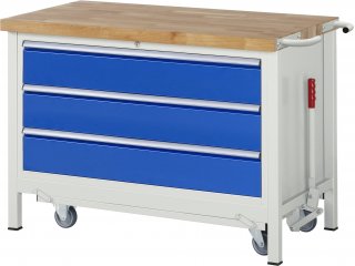 Werkbank mit Fahrgestell 8357 | B1250xT700xH880mm | 3xSchublade-TA