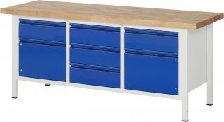 Werkbank 8568I2 | B2000xT700xH840-1040mm | 5xSchublade-TA | 2xTüren