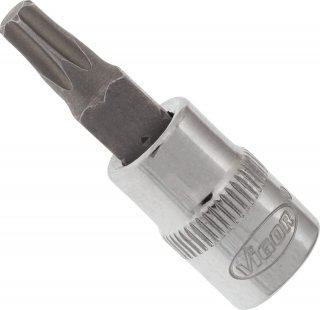 VIGOR T Schraubendreher-Einsatz ∙ V2130N ∙ 1/4 Zoll (6,3 mm) Vierkant hohl ∙ Innen TORX® Profil ∙ SW T27