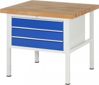 Werkbank höhenverstellbar 8227A2 | B1000xT900xH840-1040mm | 3xSchublade-VA