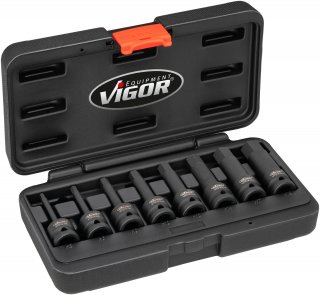VIGOR Innensechskant Schlagschrauber Schraubendreher-Einsatz Satz ∙ V7019 ∙ 1/2 Zoll (12,5 mm) Vierkant hohl ∙ Innen Sechskant P