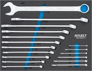 HAZET Schraubenschlüssel Satz 163-640/17 ∙ Außen Doppelsechskant-Tractionsprofil | Außen Sechskant Profil ∙ 17-teilig ∙ <sup>1</s