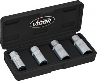 VIGOR Stehbolzen-Ausdreher Satz ∙ V6412/4 ∙ 1/2 Zoll (12,5 mm) Vierkant hohl ∙ 4-teilig ∙ Anzahl Werkzeuge: 4
