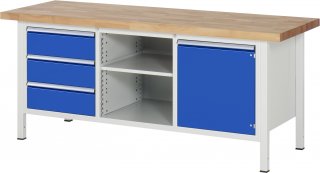 Werkbank höhenverstellbar 8563A2 | B2000xT700xH840-1040mm | 3xSchublade-VA | 1xTür