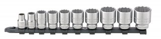 3/8" Satz Steckschlüsseleinsätze auf Steckschlüsselleiste 8-24mm 10 St.