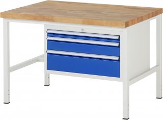 Werkbank höhenverstellbar 8226A1 | B1250xT900xH840-1040mm | 3xSchublade-VA