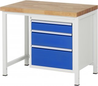Werkbank höhenverstellbar 8159A1 | B1000xT700xH840-1040mm | 3xSchublade-TA