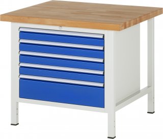 Werkbank höhenverstellbar 8268A2 | B1000xT900xH840-1040mm | 5xSchublade-VA