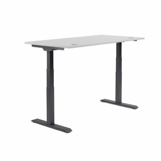 Schreibtisch 1200x605-1255x800mm Platte  lichtgrau Gestell sw