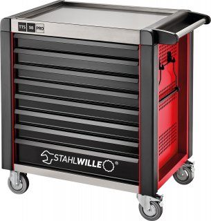 Werkstattwagen 98/8 PRO 8 Schubl. 651 x 1001 x 1020 mm rot | RAL 3020; schwarz | RAL 9005