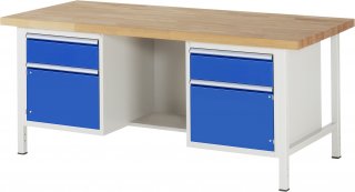 Werkbank höhenverstellbar 8551A2 | B2000xT900xH840-1040mm | 2xSchublade-VA | 2xTür