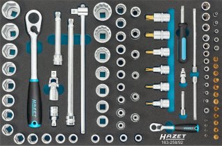 HAZET Steckschlüssel Satz 163-258/92 ∙ 92-teilig ∙ 3 – 32 ∙ E4 – E20 ∙ PH1 – PH2 ∙ T6 – T60