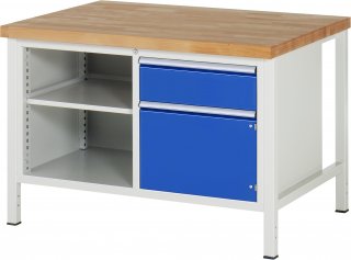 Werkbank höhenverstellbar 8461A2 | B1250xT900xH840-1040mm | 1xSchublade-VA | 1xTür