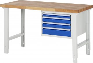 Werkbank höhenverstellbar 7132A1 | B1500xT700xH790-1140mm | 4xSchublade-VA
