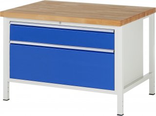 Werkbank höhenverstellbar 8356A2 | B1250xT900xH840-1040mm | 2xSchublade-VA