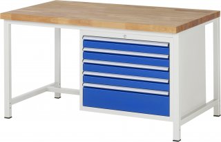 Werkbank höhenverstellbar 8268A1 | B1500xT900xH840-1040mm | 5xSchublade-VA