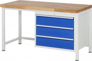 Werkbank höhenverstellbar 8257A1 | B1500xT700xH840-1040mm | 3xSchublade-VA