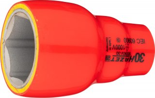 HAZET Steckschlüsseleinsatz ∙ schutzisoliert 900KV-30 ∙ 1/2 Zoll (12,5 mm) Vierkant hohl ∙ Außen Sechskant-Tractionsprofil ∙ SW 