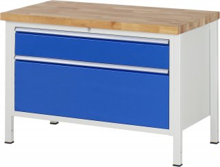 Werkbank höhenverstellbar 8356A2 | B1250xT700xH840-1040mm | 2xSchublade-VA