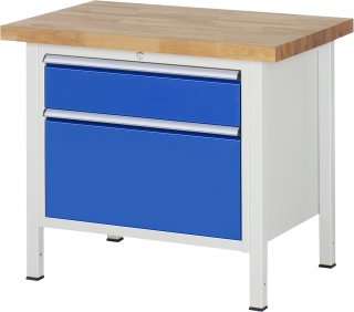Werkbank höhenverstellbar 8256A2 | B1000xT700xH840-1040mm | 2xSchublade-VA