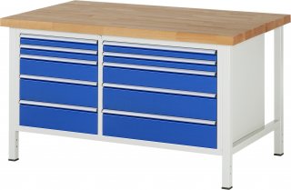 Werkbank höhenverstellbar 8656A2 | B1500xT900xH840-1040mm | 10xSchublade-TA