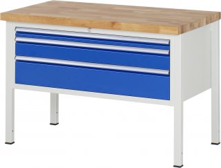 Werkbank höhenverstellbar 8326A2 | B1250xT700xH840-1040mm | 3xSchublade-VA