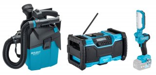 HAZET Akku-Baustellen-Radio ∙ Akku-Trockensauger ∙ Akku-Arbeitslicht ∙ 18 Volt 9500P-2/3 ∙ 3-teilig