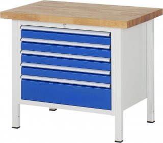 Werkbank höhenverstellbar 8268A2 | B1000xT700xH840-1040mm | 5xSchublade-VA