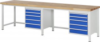 Werkbank höhenverstellbar 8171A1 | B3000xT700xH840-1040mm | 10xSchublade-VA