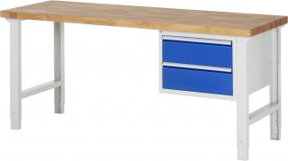 Werkbank höhenverstellbar 7125A1 | B2000xT700xH790-1140mm | 2xSchublade-VA