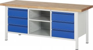Werkbank 8581I2 | B2000xT700xH840-1040mm | 6xSchublade-TA