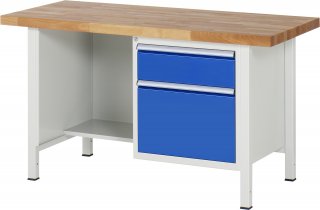 Werkbank höhenverstellbar 8451A2 | B1500xT700xH840-1040mm | 2xSchublade-VA