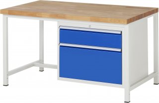 Werkbank höhenverstellbar 8256A1 | B1500xT900xH840-1040mm | 2xSchublade-VA