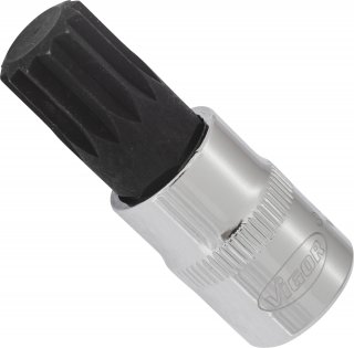 VIGOR Innenvielzahn Schraubendreher-Einsatz ∙ XZN ∙ V6112 ∙ 3/8 Zoll (10 mm) Vierkant hohl ∙ Innen Vielzahn Profil XZN ∙ SW M14