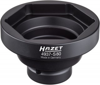 HAZET Nkw Achsmutter-Steckschlüssel 4937-S80 ∙ 3/4 Zoll (20 mm) Vierkant hohl ∙ Außen Sechskant Profil ∙ SW 80 mm