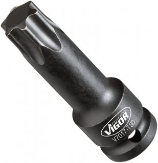 VIGOR T Schlagschrauber Schraubendreher-Einsatz ∙ V7017-T80 ∙ 1/2 Zoll (12,5 mm) Vierkant hohl ∙ Innen TORX® Profil ∙ SW T80