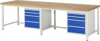 Werkbank höhenverstellbar 8161A1 | B3000xT900xH840-1040mm | 8xSchublade-VA