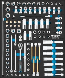 HAZET Steckschlüssel Satz 163D-2/103 ∙ 3/8 Zoll (10 mm) Vierkant hohl | 1/2 Zoll (12,5 mm) Vierkant hohl ∙ Außen Sechskant-Tracti
