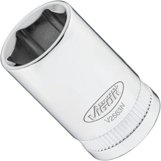 VIGOR Steckschlüsseleinsatz ∙ V2563N ∙ 1/2 Zoll (12,5 mm) Vierkant hohl ∙ Außen Sechskant Profil ∙ SW 17 mm