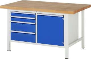 Werkbank höhenverstellbar 8470A2 | B1500xT900xH840-1040mm | 4xSchublade-VA | 1xTür