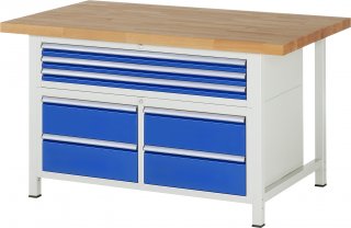 Werkbank höhenverstellbar 8924A2 | B1500xT900xH840-1040mm | 8xSchublade-VA