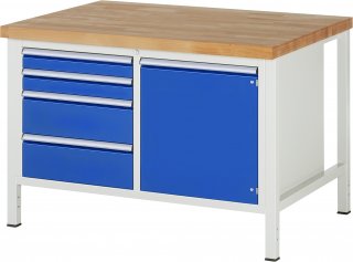 Werkbank höhenverstellbar 8470A2 | B1250xT900xH840-1040mm | 4xSchublade-TA | 1xTür