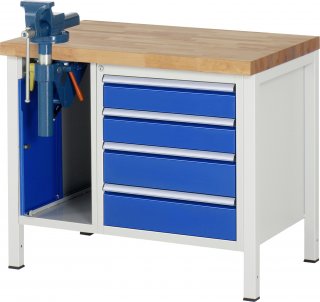 Werkbank höhenverstellbar 8185A2 | B1000xT700xH840-1040mm | 3xSchublade-VA | SSKL
