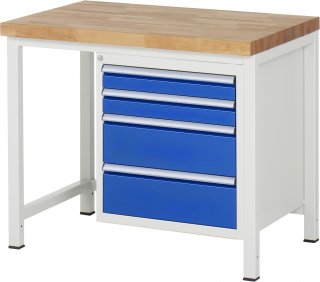 Werkbank höhenverstellbar 8161A1 | B1000xT700xH840-1040mm | 4xSchublade-VA