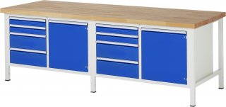 Werkbank höhenverstellbar 8470A2 | B2500xT900xH840-1040mm | 8xSchublade-VA | 2xTür