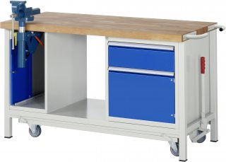 Werkbank mit Fahrgestell 8181 | B1500xT700xH880mm | 1xSchublade-VA | 1xSSK | 1xTür