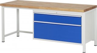 Werkbank höhenverstellbar 8356A1 | B2000xT700xH840-1040mm | 2xSchublade-VA